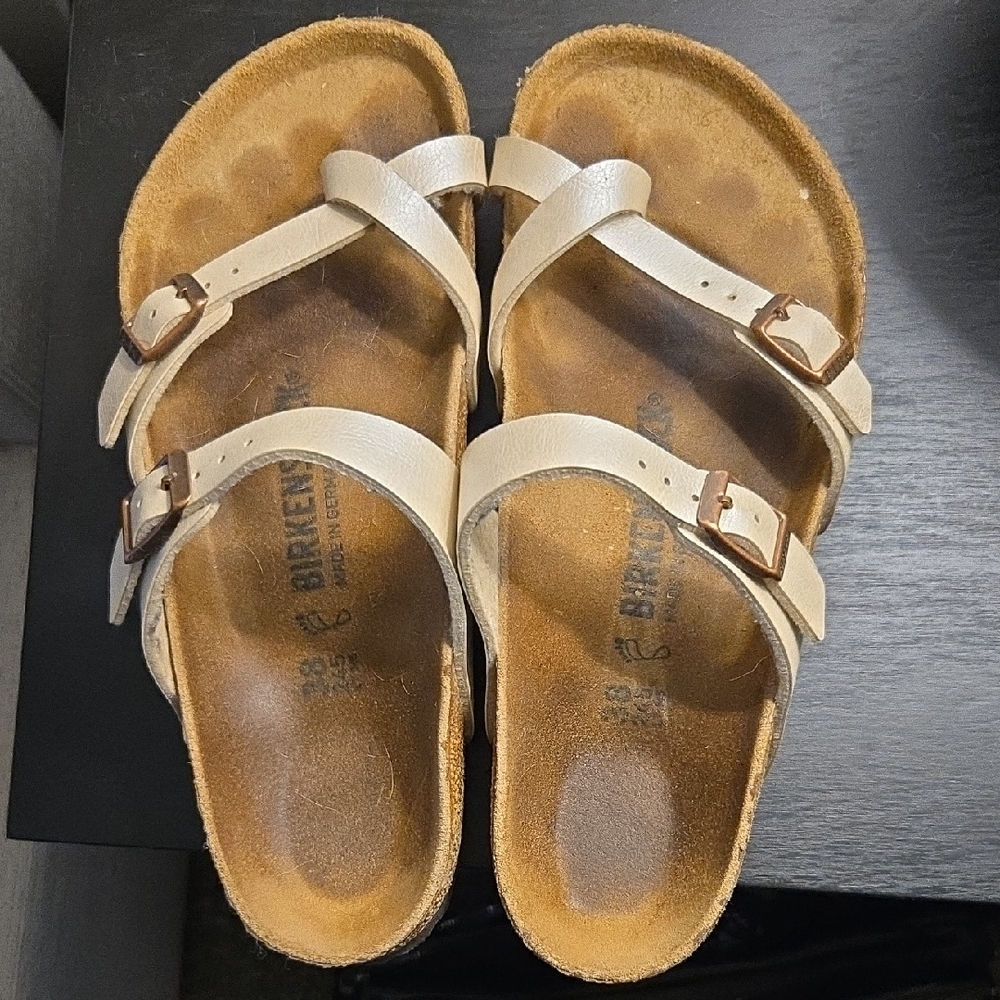 Birkenstock Women's Brown and Cream Sandals